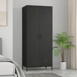 Szafa 2-drzwiowa grafitowo-czarna SOLANS