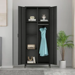 Szafa 2-drzwiowa grafitowo-czarna SOLANS