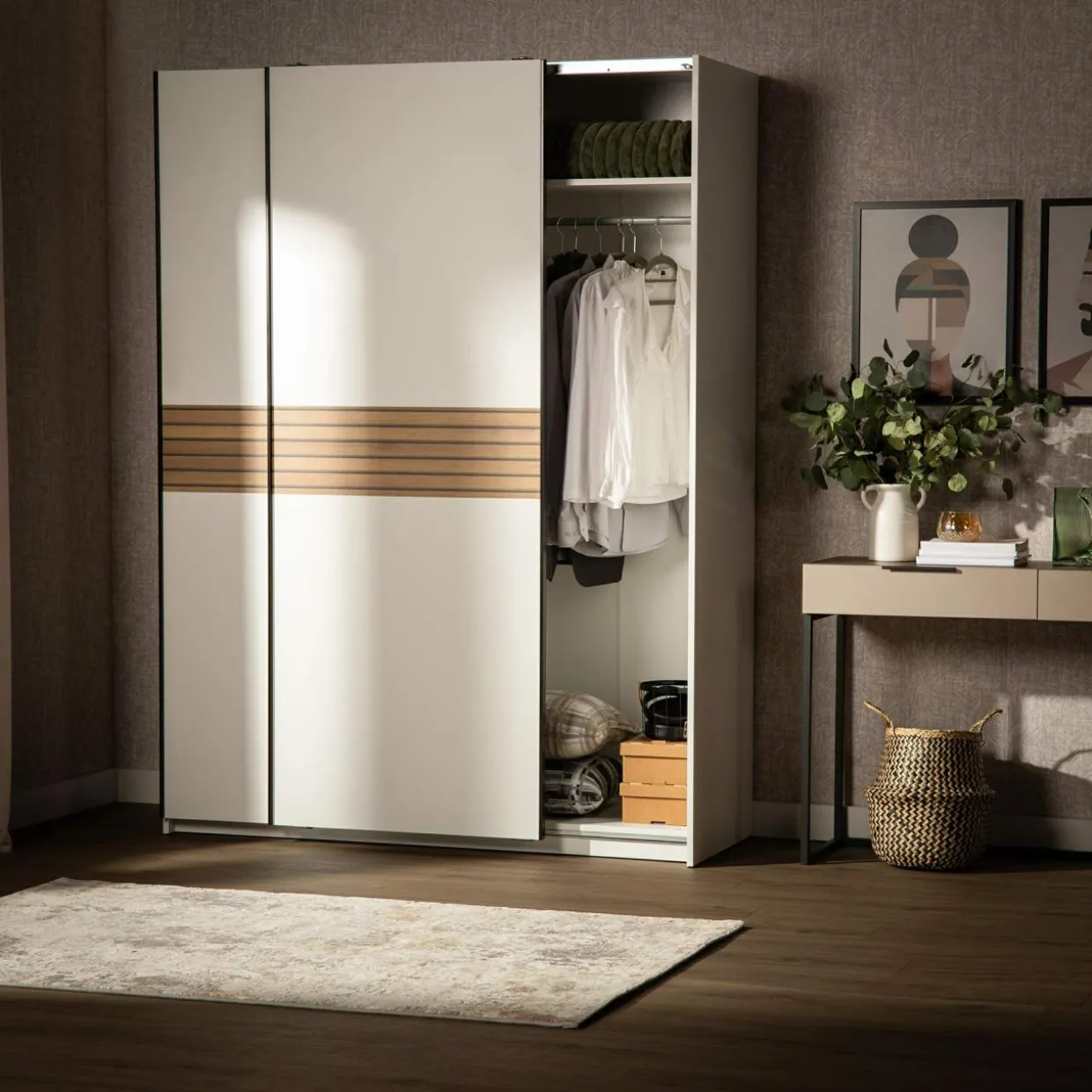 Szafa przesuwna biała METROPOLITAN 150 cm