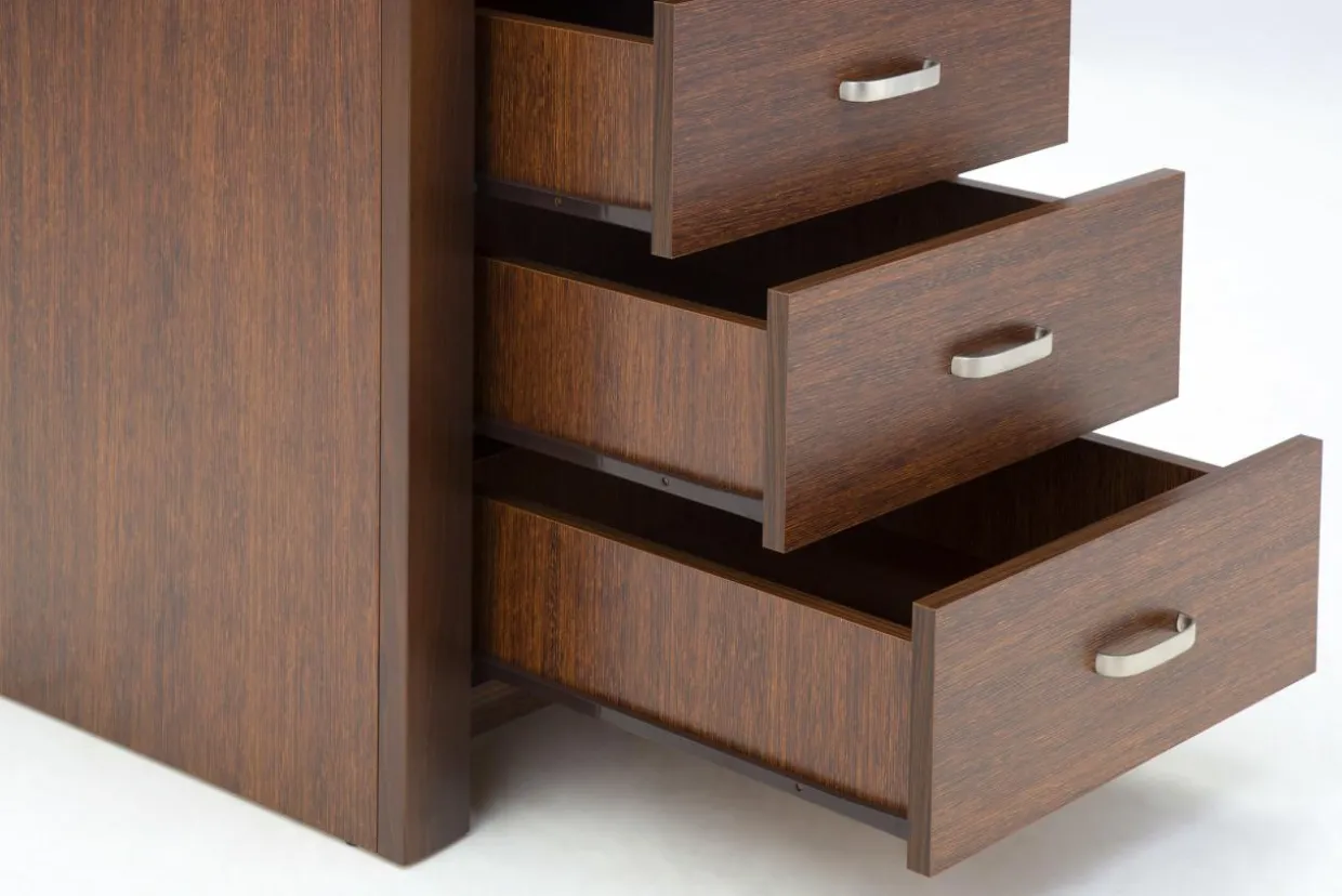 Szafa z półkami i szufladami wąska ciemny brąz PARIS