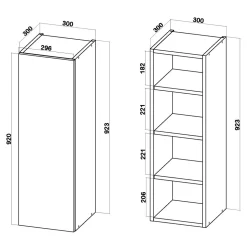 Szafka górna wysoka BASIC PLUS BP/G30-92 dark rockfort hickory