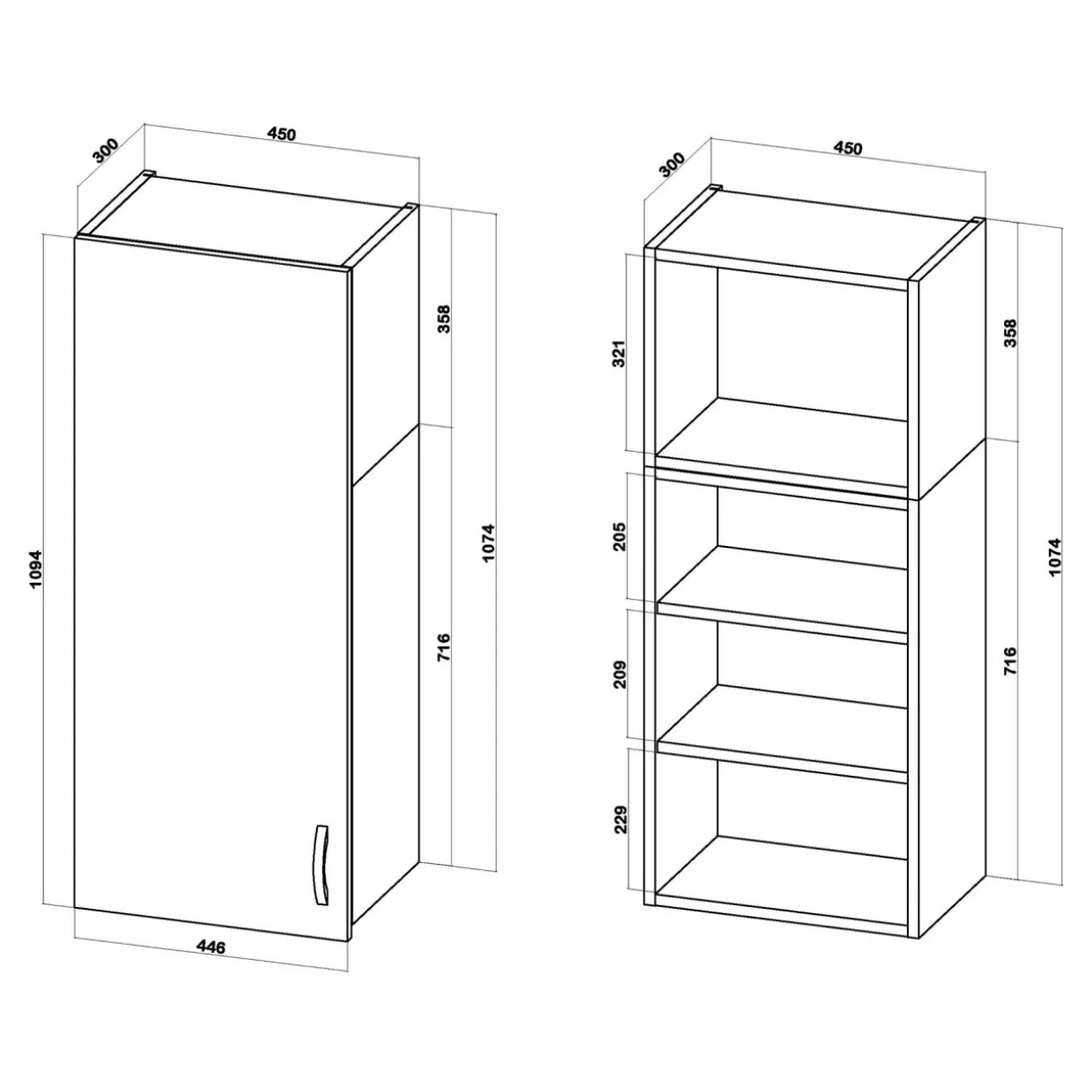Szafka górna wysoka BASIC PLUS BPMI/45-1F (72+36/1F) smoke green