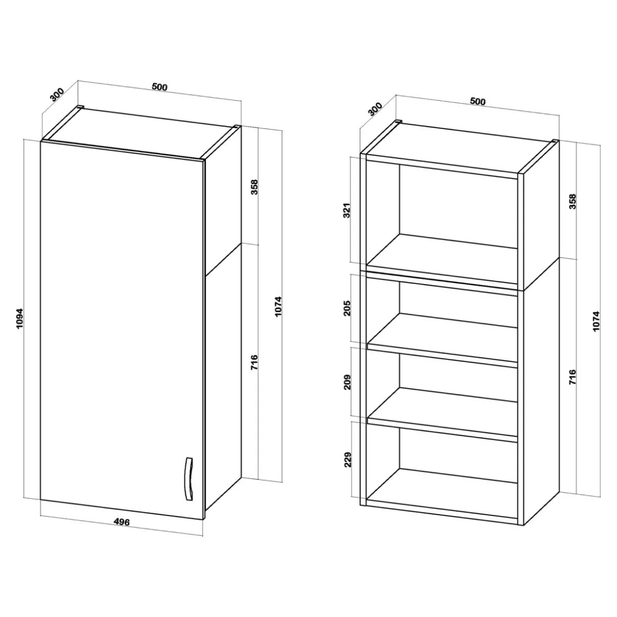 Szafka górna wysoka BASIC PLUS BPMI/50-1F (72+36/1F) sand barbera oak