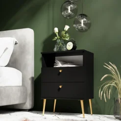 Szafka nocna wysoka czarna HIGH