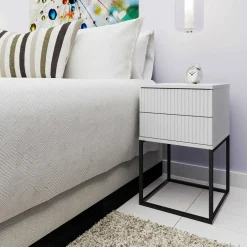 Szafka nocna z 2 szufladami biała NOTTE