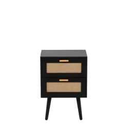 Szafka nocna z plecionką czarna CROSSE