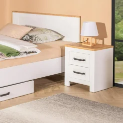 Szafka nocna z szufladami biała LANZETTE 2S