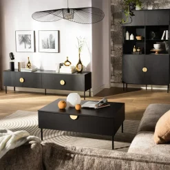 Szafka RTV czarna MOND 200 cm