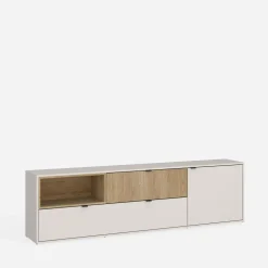 Szafka RTV do salonu szerokość 203,6 cm SAMM kamienny beż dąb cremona