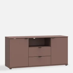 Szafka RTV 2-drzwiowa z szufladami i wnęką GANYMEDE ceglasty