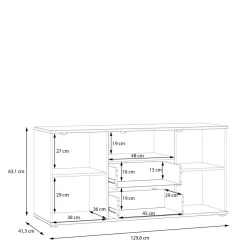 Szafka RTV 2-drzwiowa z szufladami i wnęką GANYMEDE ceglasty