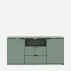 Szafka RTV 2-drzwiowa z szufladami i wnęką GANYMEDE szałwia