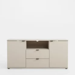 Szafka RTV 2-drzwiowa z szufladami i wnęką GANYMEDE jasny beż