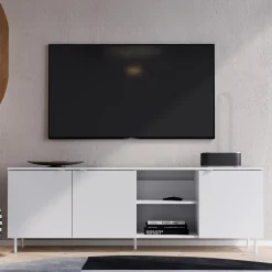 Szafka RTV MILA na metalowych nóżkach biała