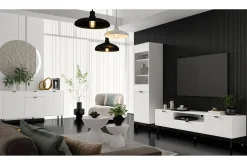 Szafka RTV ryflowana biała WAVE