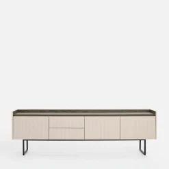 Szafka RTV ryflowana z oświetleniem LAGO 192 cm