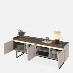 Szafka RTV ryflowana z oświetleniem LAGO 166 cm