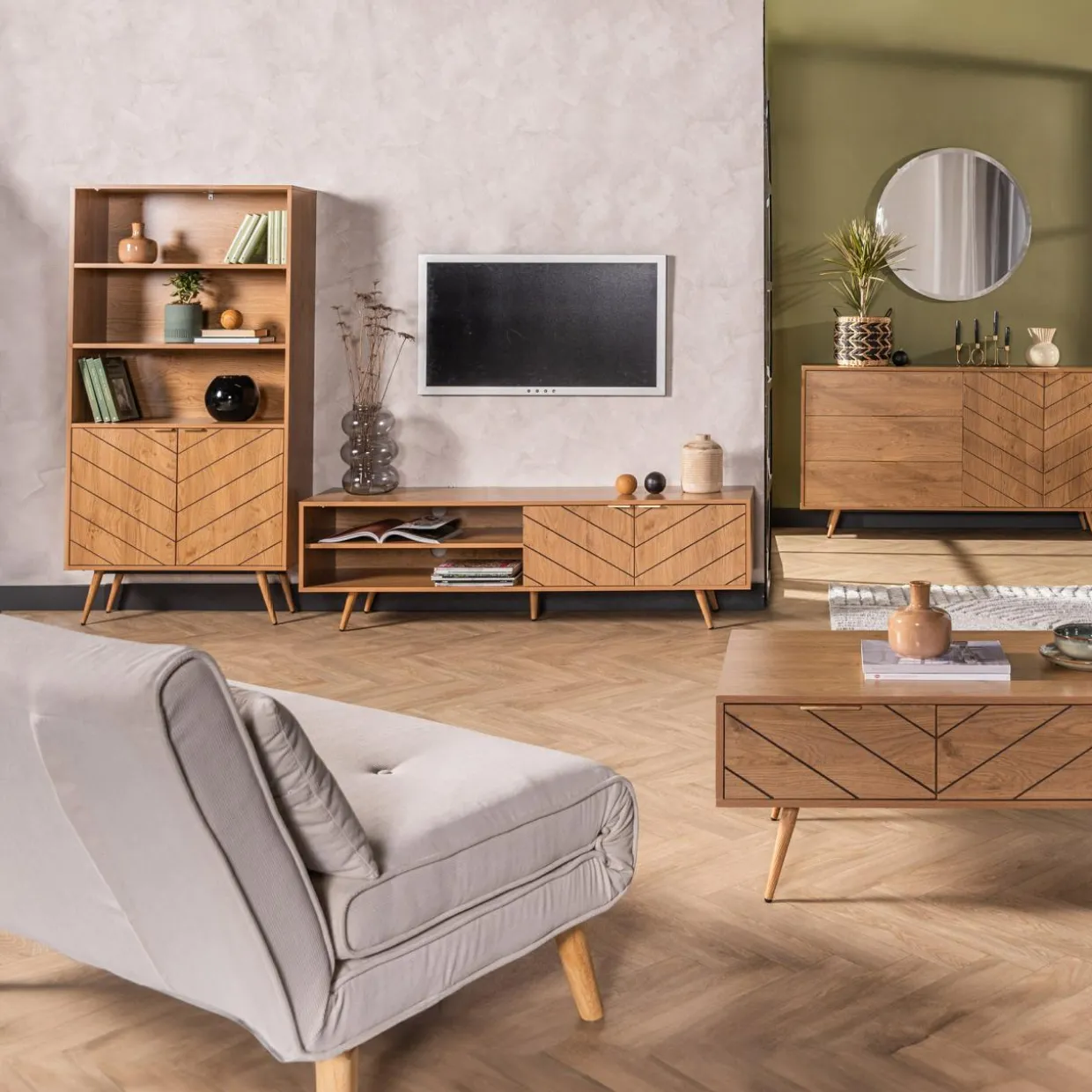 Szafka RTV w jodełkę ESTIMA