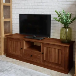 Szafka RTV z szufladą lite drewno STELLA dąb koniakowy