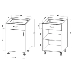 Szafka stojąca z szufladą BASIC PLUS BP/D50SR1 smoke green