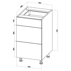 Szafka stojąca z szufladami BASIC PLUS BP/D45SR3 smoke green