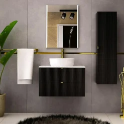 Szafka umywalkowa czarny mat BELT 80 cm