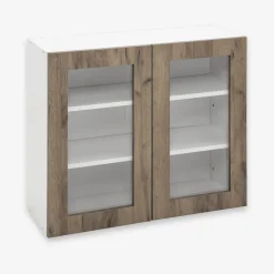 Szafka wisząca z witryną BASIC PLUS BP/G80W dark rockfort hickory