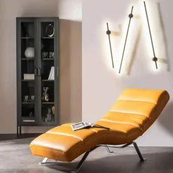 Szezlong skórzany musztardowy SWING