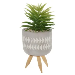 Sztuczny kwiat w doniczce na nóżkach 16 cm MIX