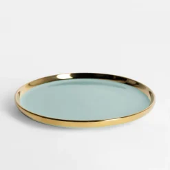Talerz deserowy błękitna mięta AURORA GOLD 20 cm