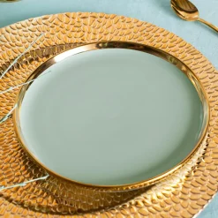 Talerz deserowy jasna zieleń AURORA GOLD 20 cm