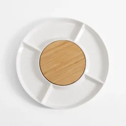 Talerz do serwowania z bambusową deską