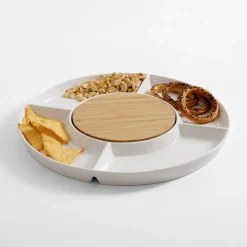 Talerz do serwowania z bambusową deską