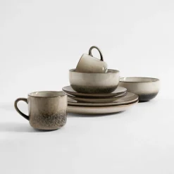 Talerz obiadowy brązowo-beżowy ZORA 26,6 cm