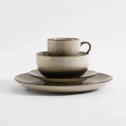 Talerz obiadowy brązowo-beżowy ZORA 26,6 cm