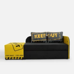 Tapczan młodzieżowy szaro-żółty PIXI lewy