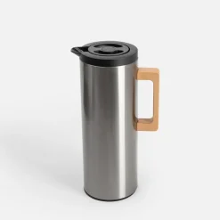 Termos z drewnianym uchwytem srebrny 1l