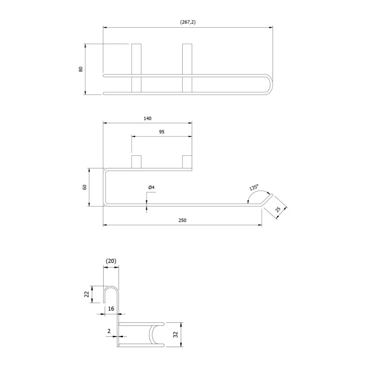Uchwyt na ręczniki podwieszany czarny
