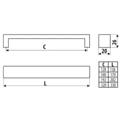 Uchwyt PORTO AUA59 17 cm półmat czarny