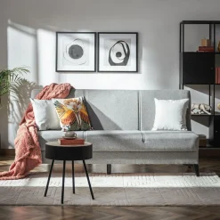 Wersalka rozkładana z poduszkami szara PORTA