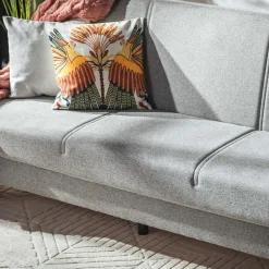 Wersalka rozkładana z poduszkami szara PORTA