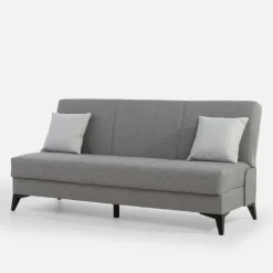 Wersalka rozkładana z poduszkami szara PORTA