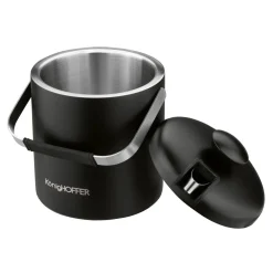 Wiaderko do lodu ze szczypcami czarne LUGO 1,3 l