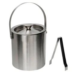 Wiaderko metalowe do lodu ze szczypcami