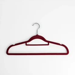 Wieszak welurowy czerwony VELVET, komplet 5 szt.