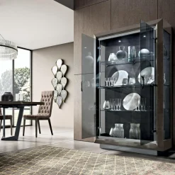 Witryna 125 cm z oświetleniem ELITE DAY srebrna brzoza