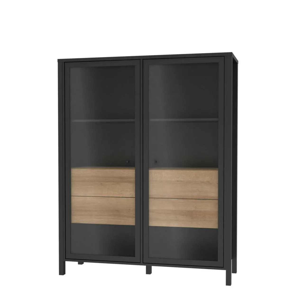 Witryna industrialna szklana z szufladami HIGH ROCK