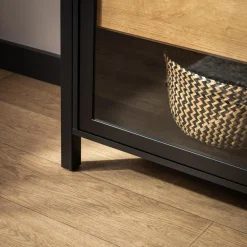 Witryna industrialna szklana z szufladami HIGH ROCK