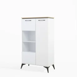 Witryna niska biała, z ryflowaniem VELUTTO