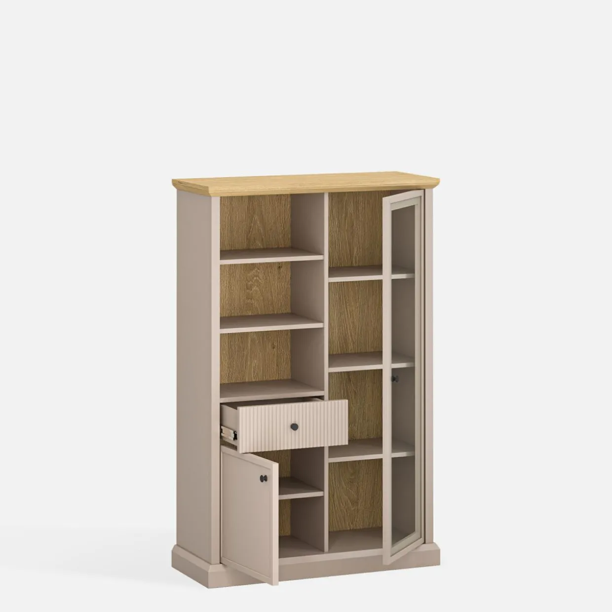 Witryna niska IDELLO taupe dąb kamienny